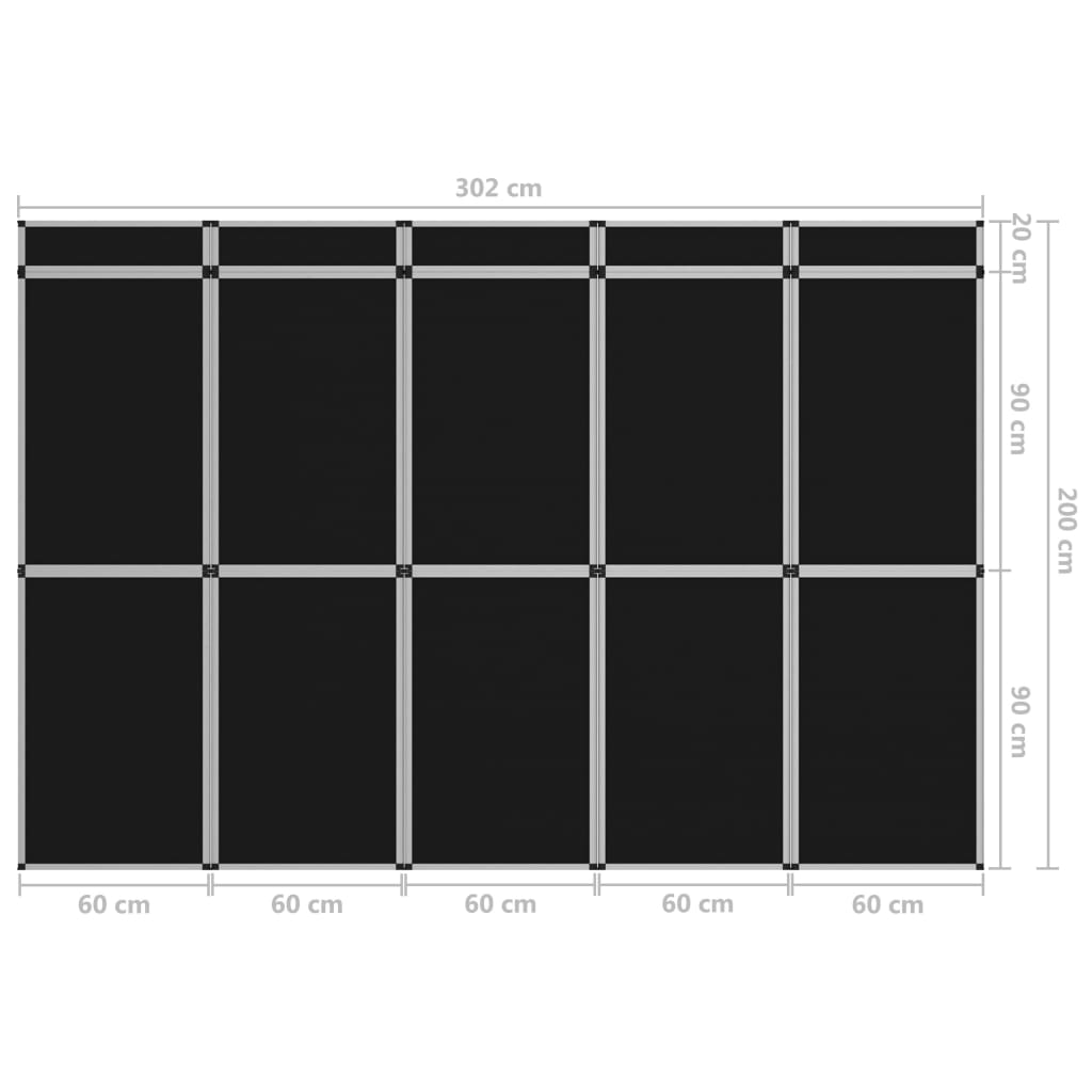 15-Panel Folding Exhibition Display Wall 302x200 cm Black