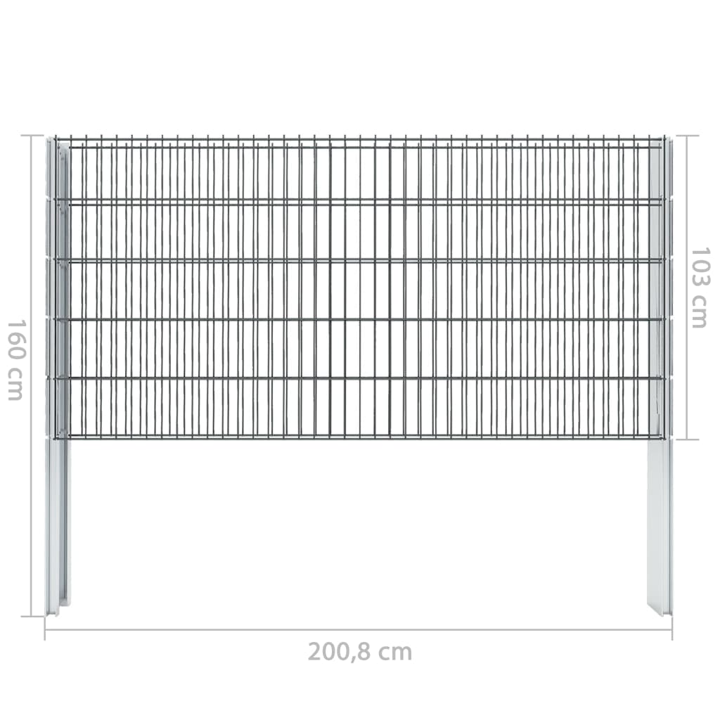 2D Gabion Fence Galvanised Steel 2.008x1.03 m 18 m (Total Length) Grey