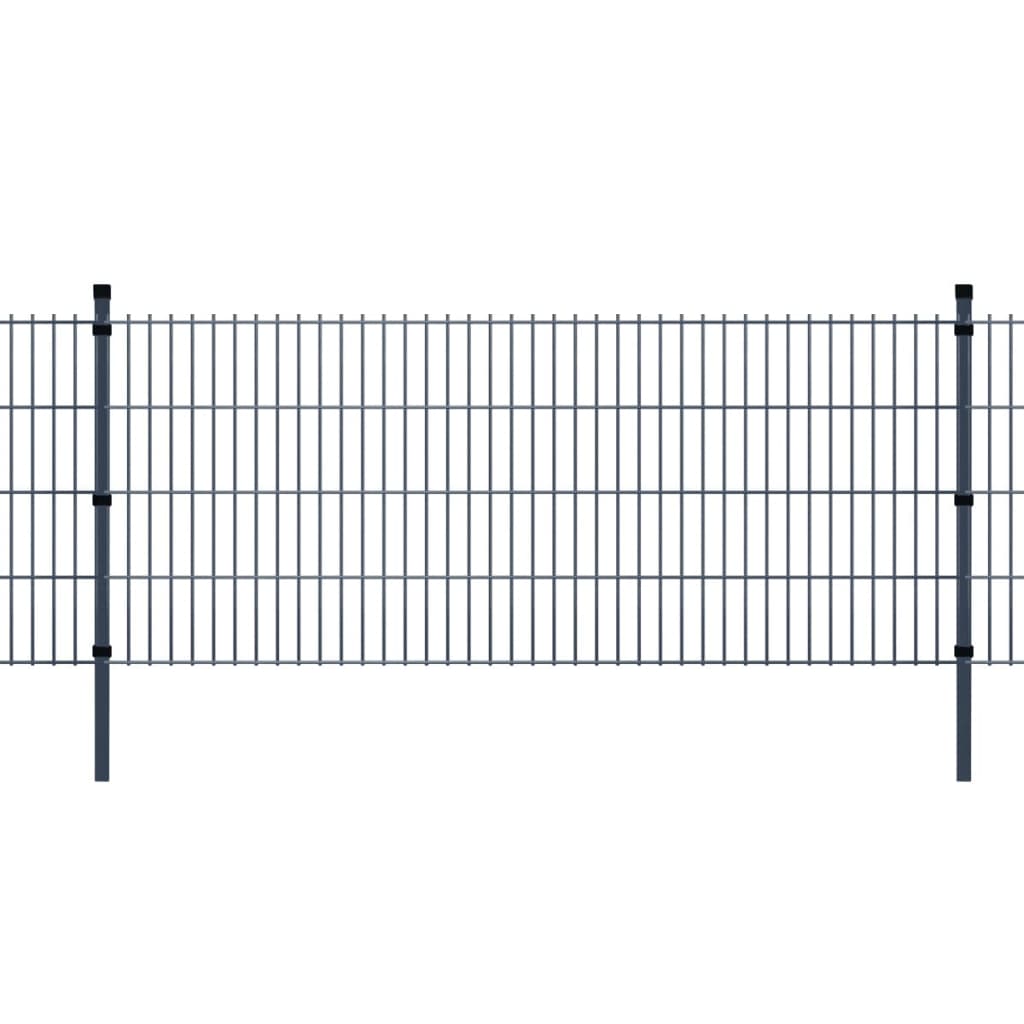2D Garden Fence Panels & Posts 2008x1030 mm 12 m Grey