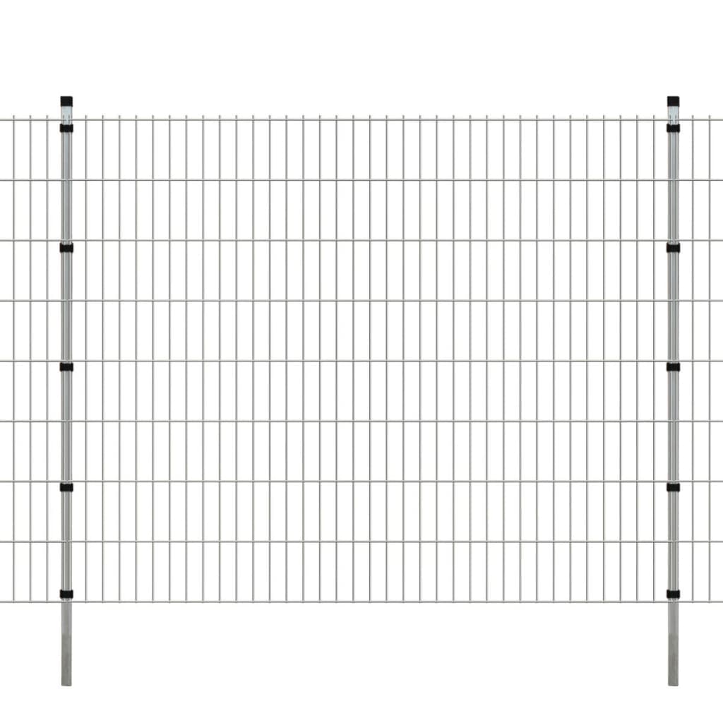 2D Garden Fence Panels & Posts 2008x1630 mm 4 m Silver