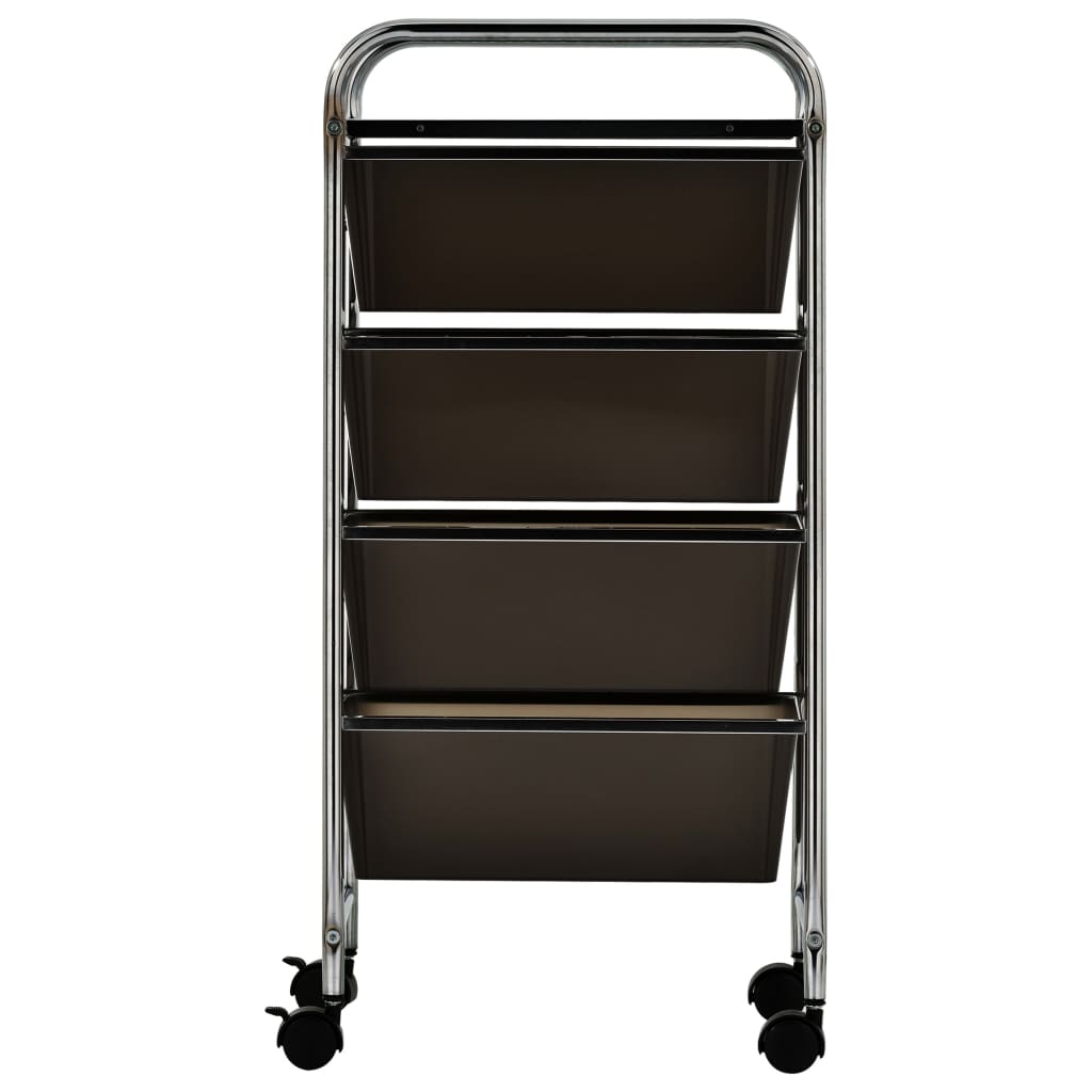 4Drawer Mobile Storage Trolley Black Plastic