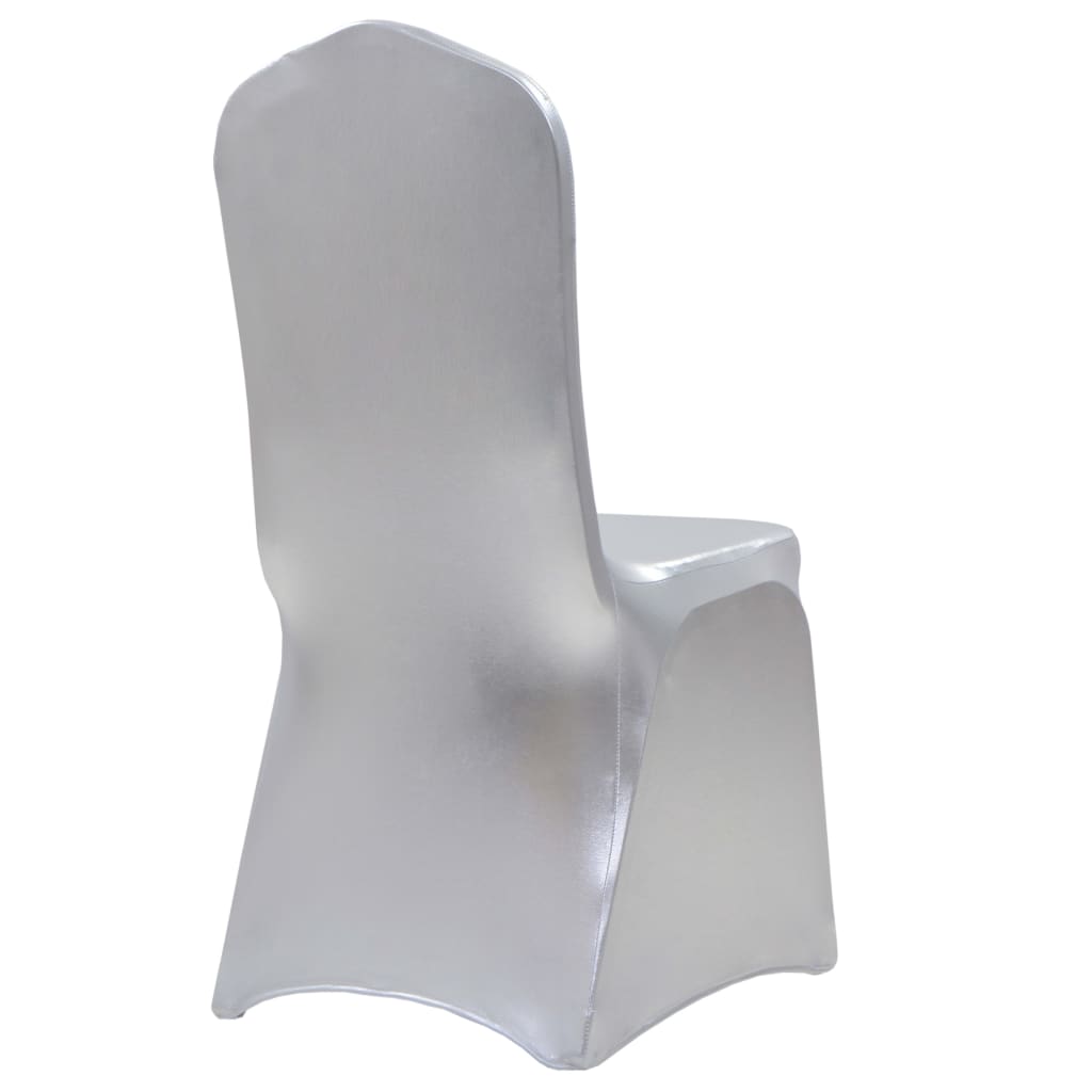 6 Pcs Chair Covers Stretch Silver