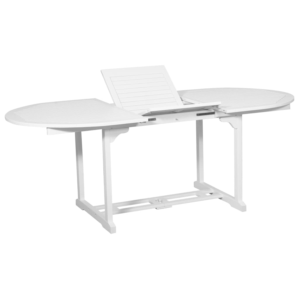 7 Piece Outdoor Dining Set Wood White with Extendable Table