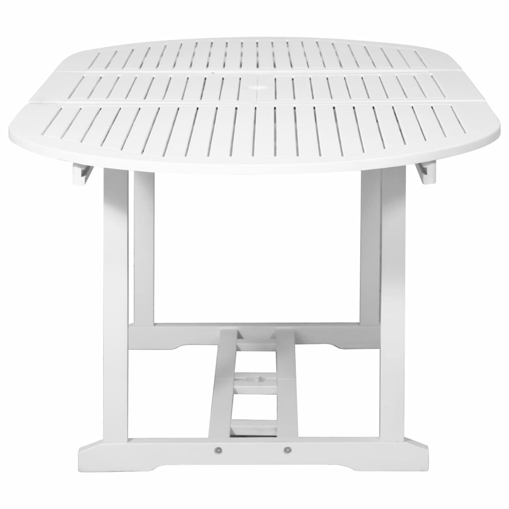 7 Piece Outdoor Dining Set Wood White with Extendable Table