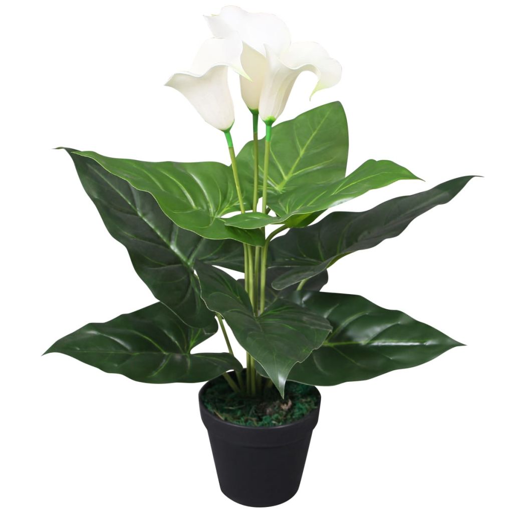 Künstliche Calla Lily Pflanze mit Topf 20 cm Weiß