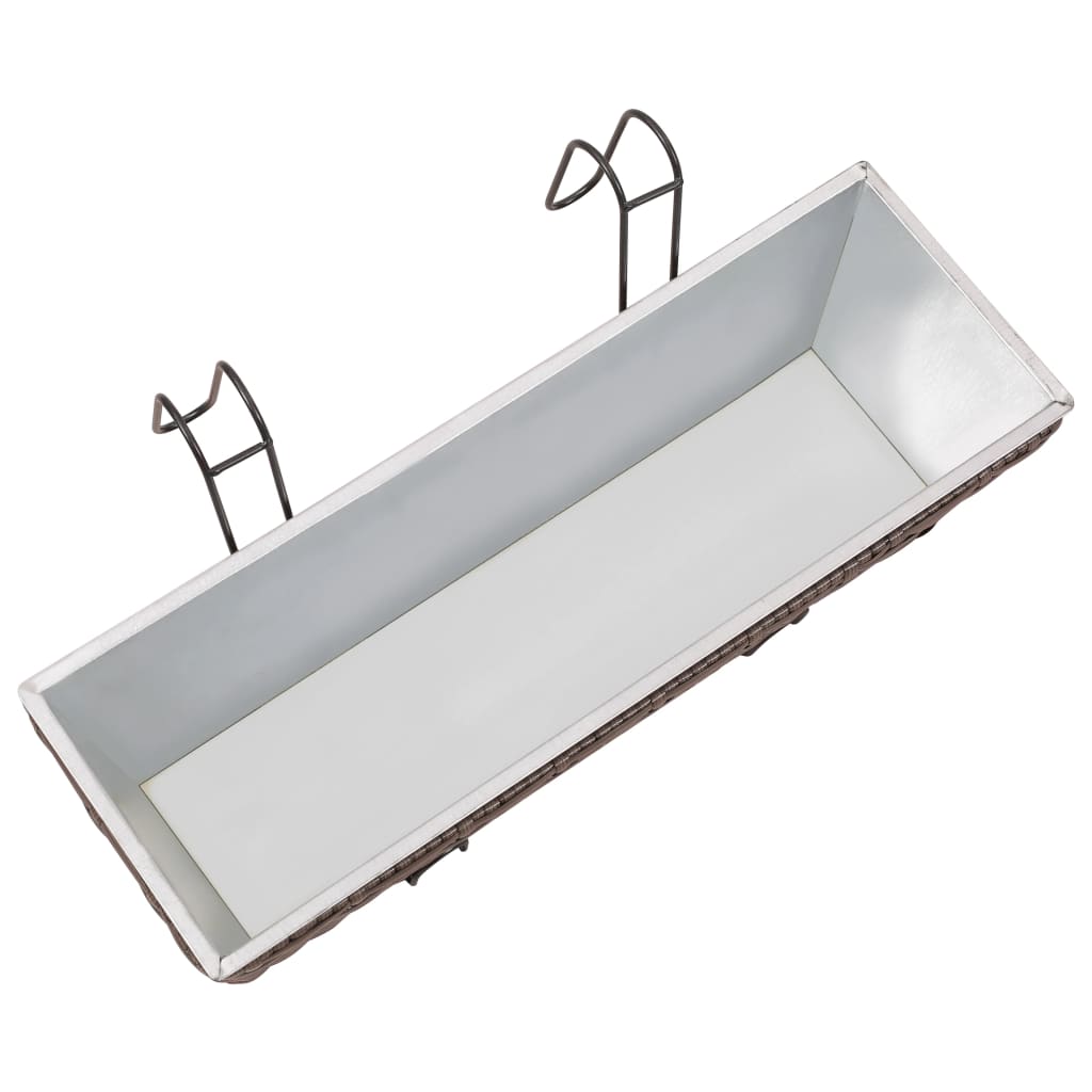 Balcony Trapezoid Rattan Planter Set 50 cm 2 pcs Brown