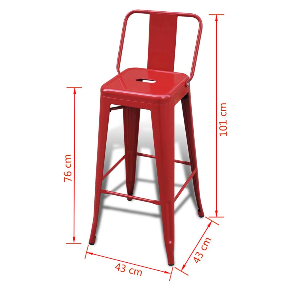 Bar Stools 2 pcs Red Steel