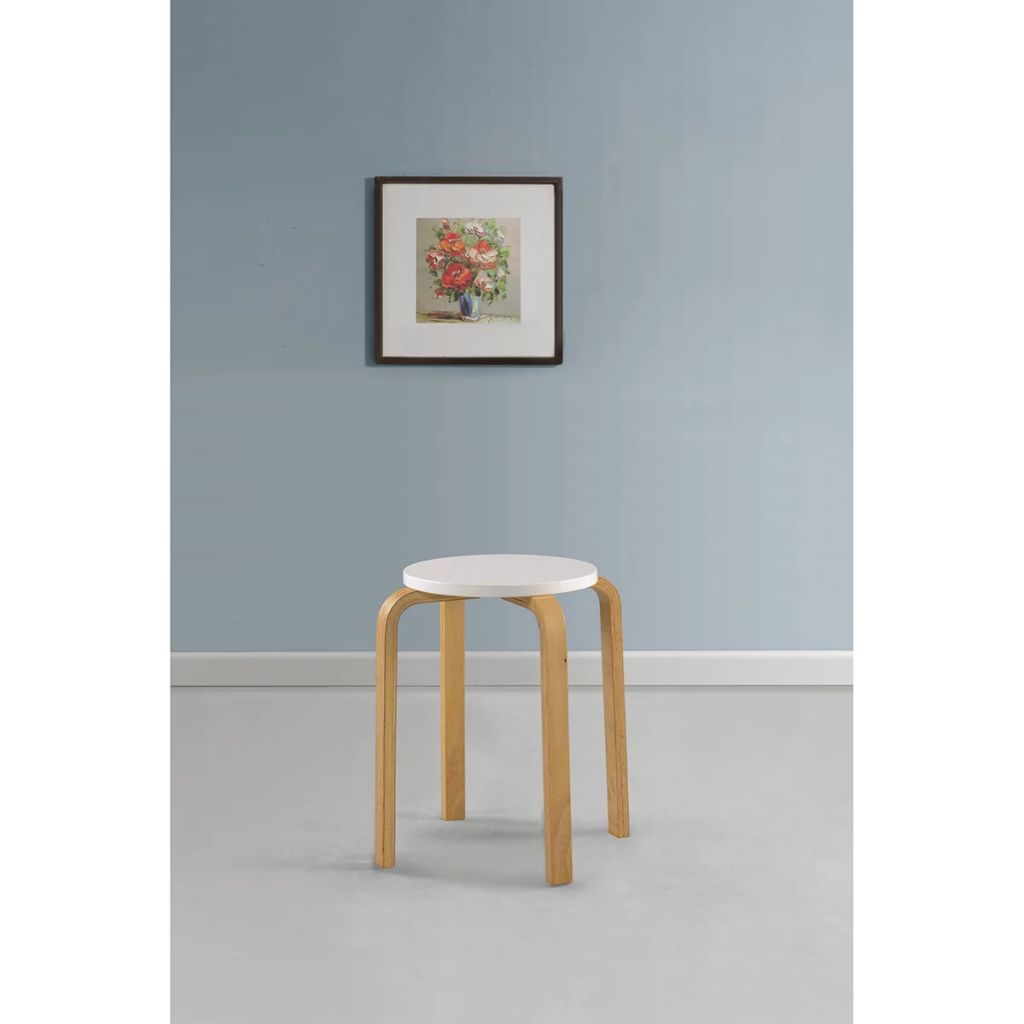 Bar Stools 4 pcs White Bent Wood