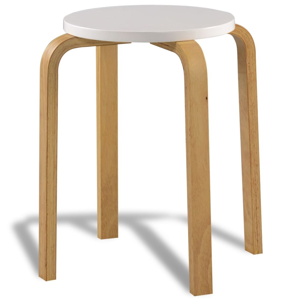 Bar Stools 4 pcs White Bent Wood