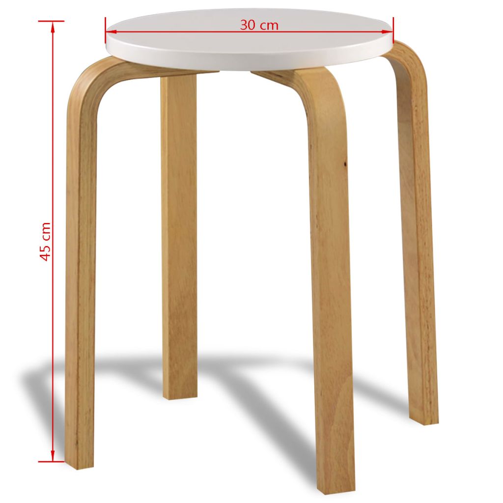 Bar Stools 4 pcs White Bent Wood