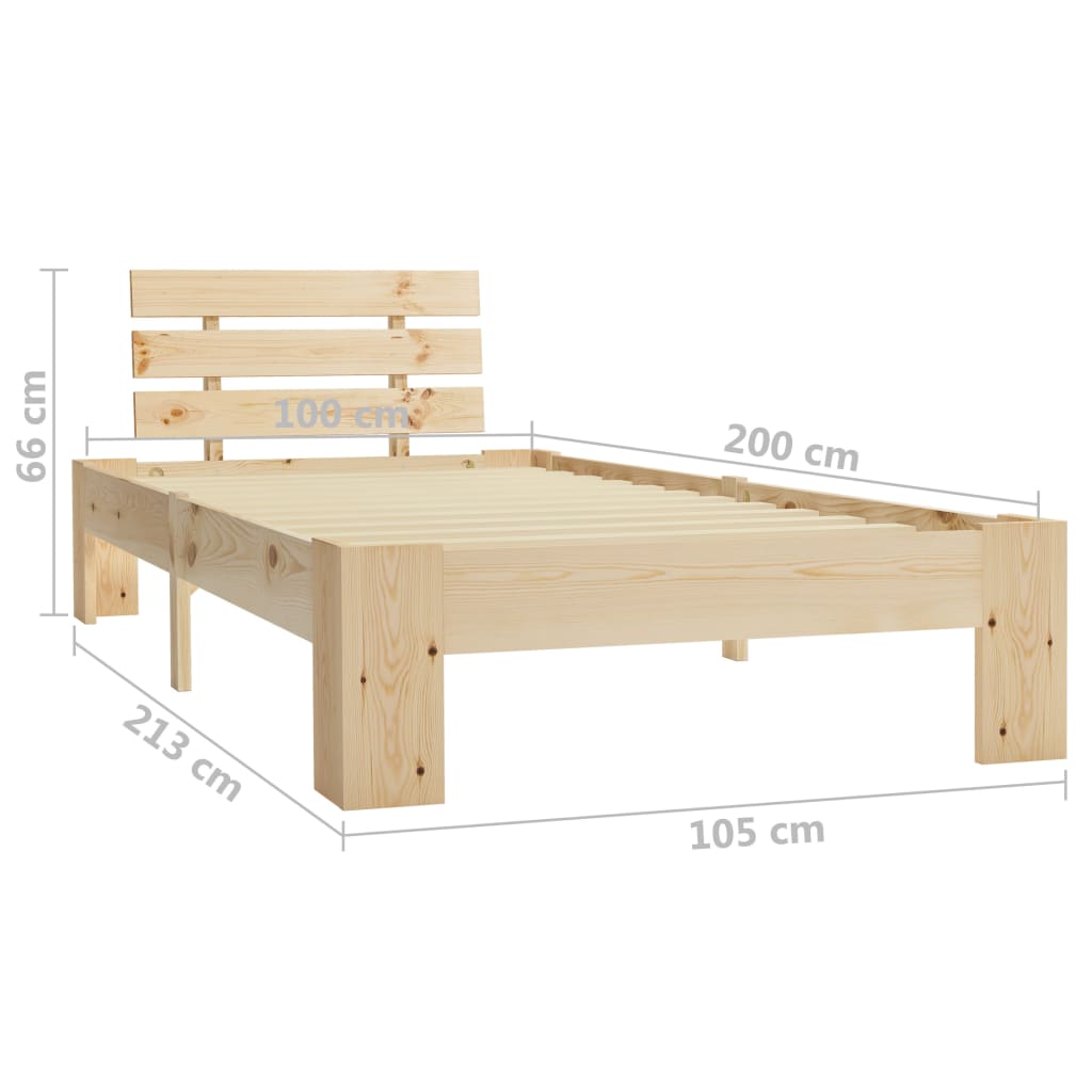 Bed Frame Solid Pine Wood 100x200 cm