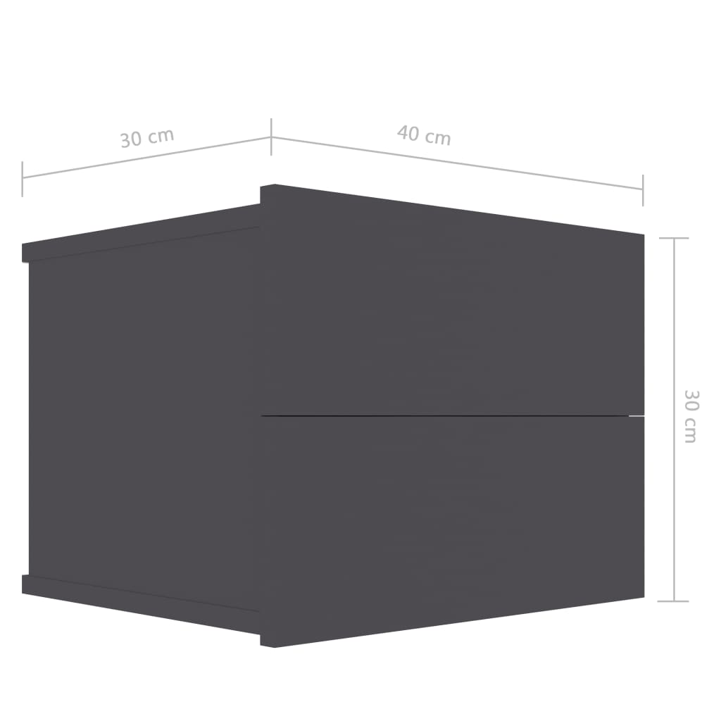 Bedside Cabinet Grey 40x30x30 cm Chipboard