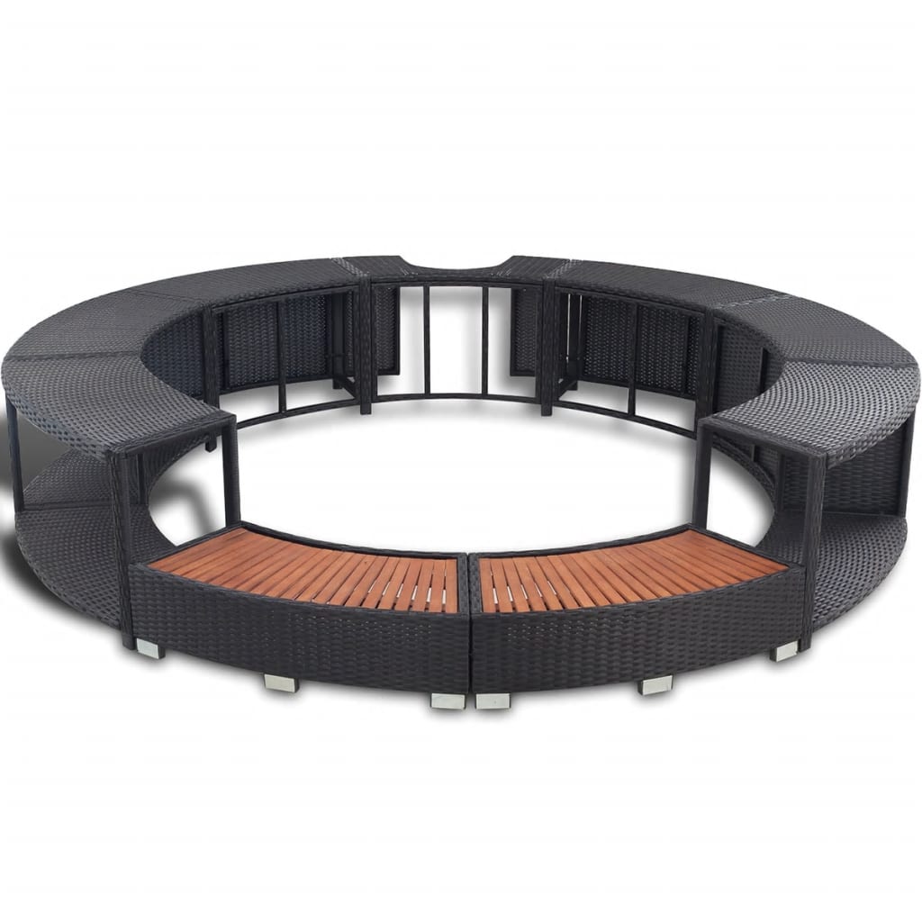 Black Poly Rattan Spa Surround