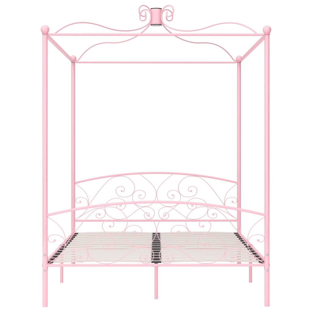 Canopy Bed Frame Pink Metal 180x200 cm