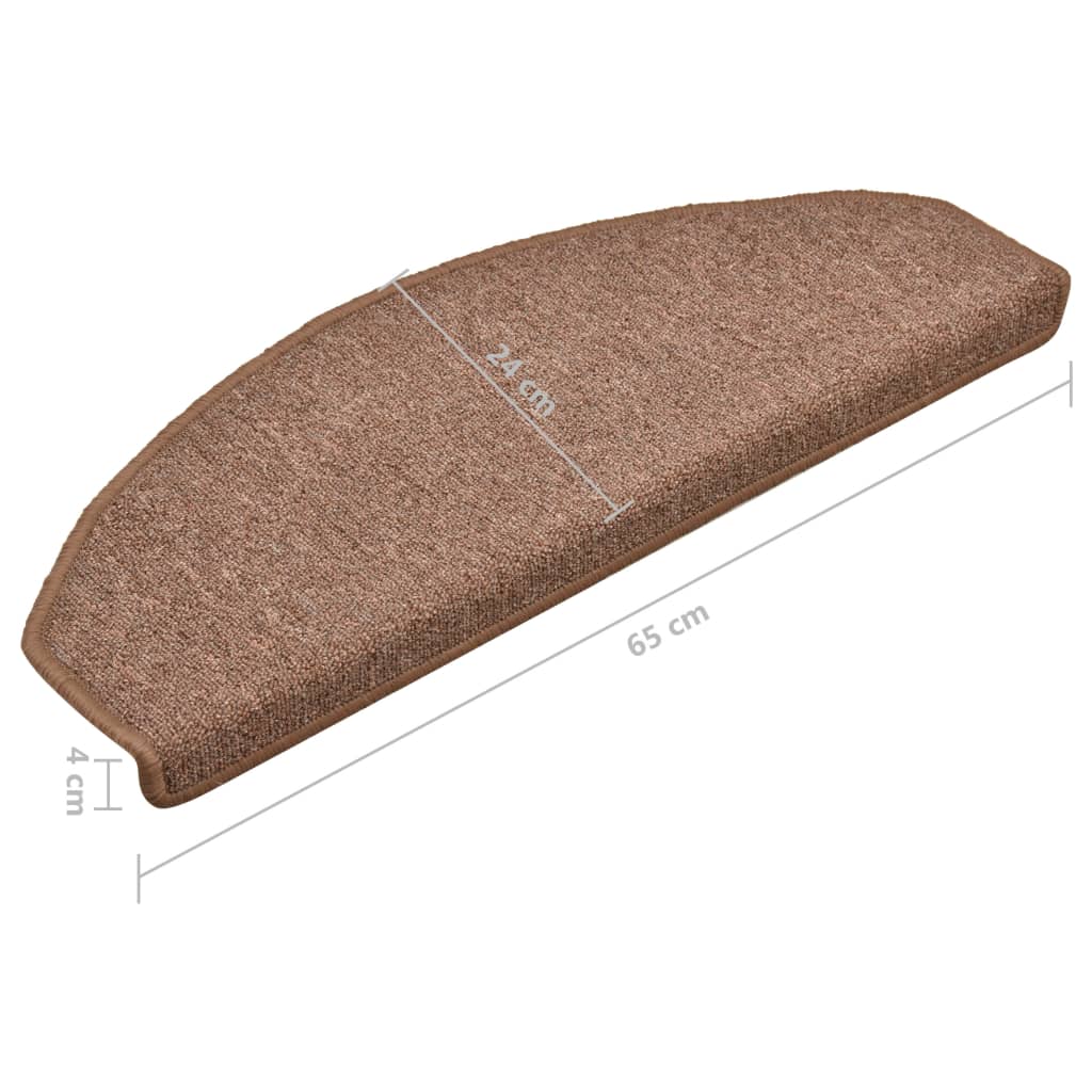 Carpet Stair Treads 15 pcs Brown 65x24x4 cm