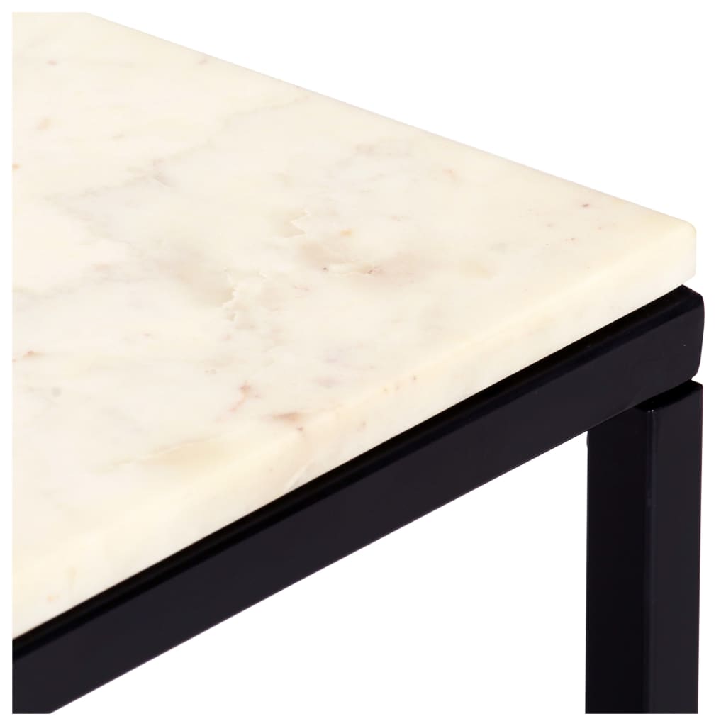 Coffee Table White 60x60x35 cm Real Stone with Marble Texture