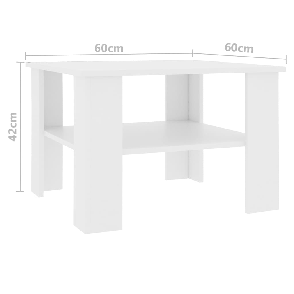 Coffee Table White 60x60x42 cm Chipboard