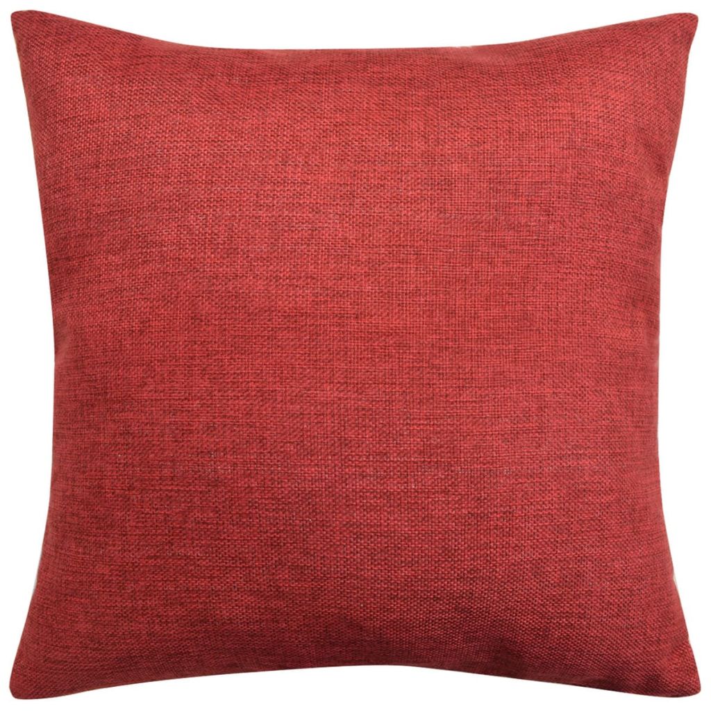 Cushion Covers 4 pcs Linen-look Burgundy 80x80 cm