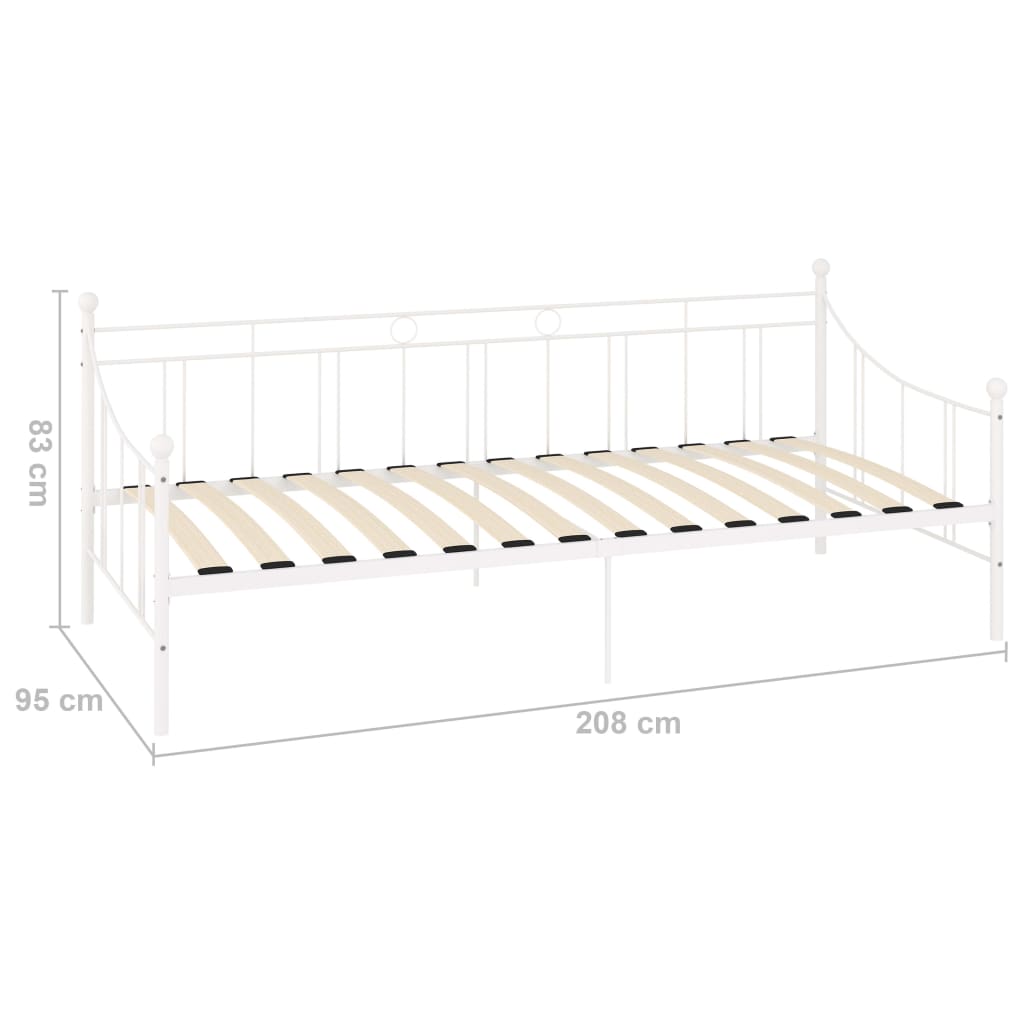 Daybed Frame White Metal 90x200 cm