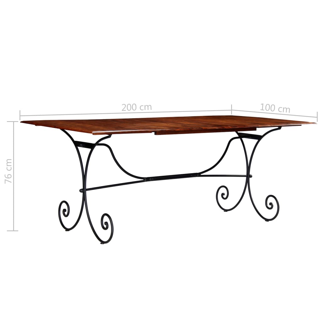 Dining Table Solid Wood with Sheesham Finish 200x100x76 cm