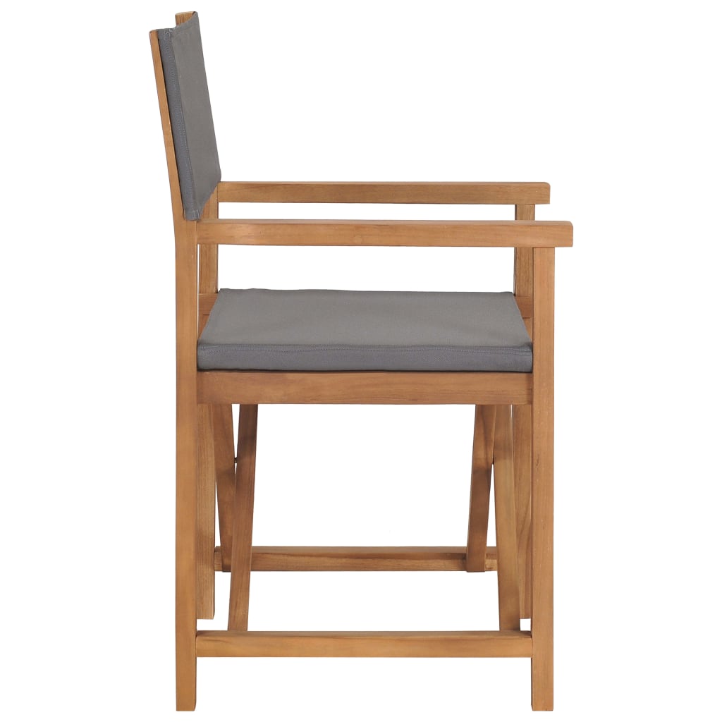 Directors Chair Solid Teak Wood Grey