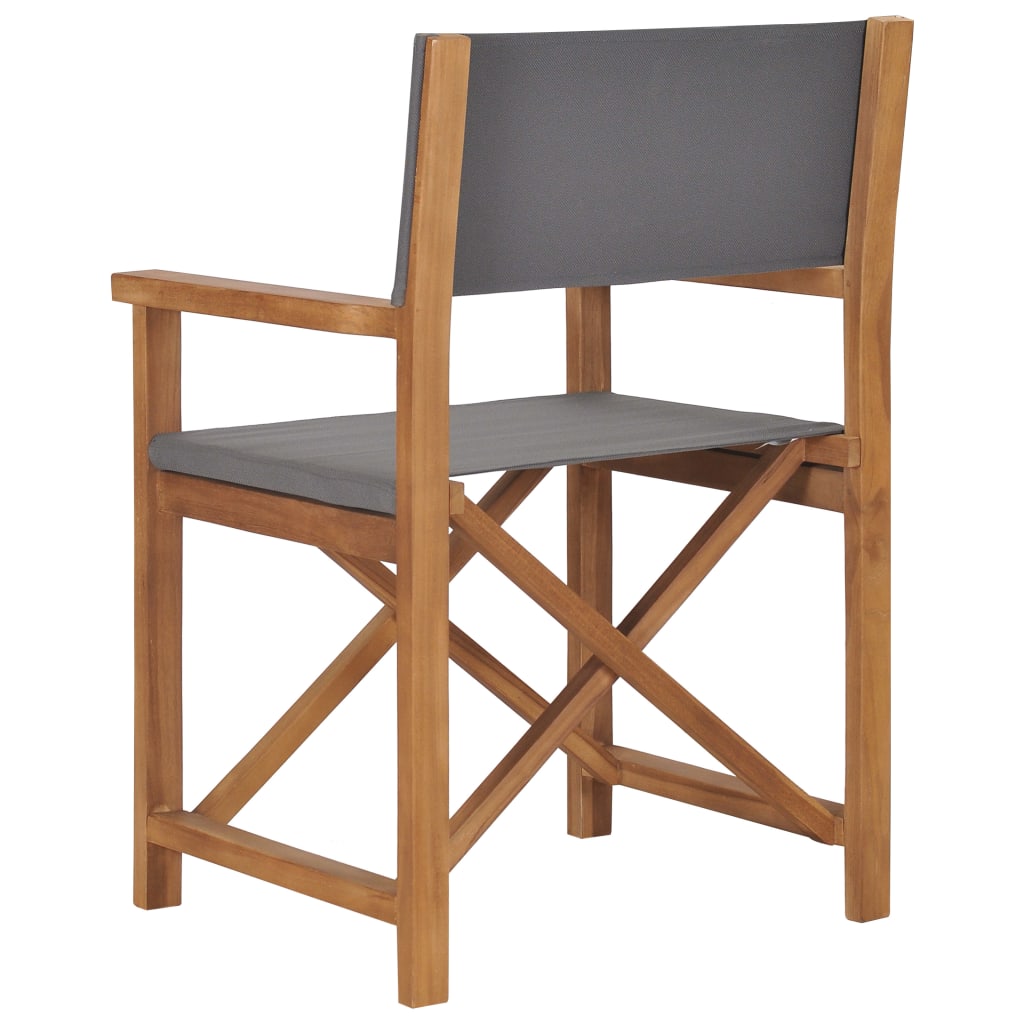Directors Chair Solid Teak Wood Grey