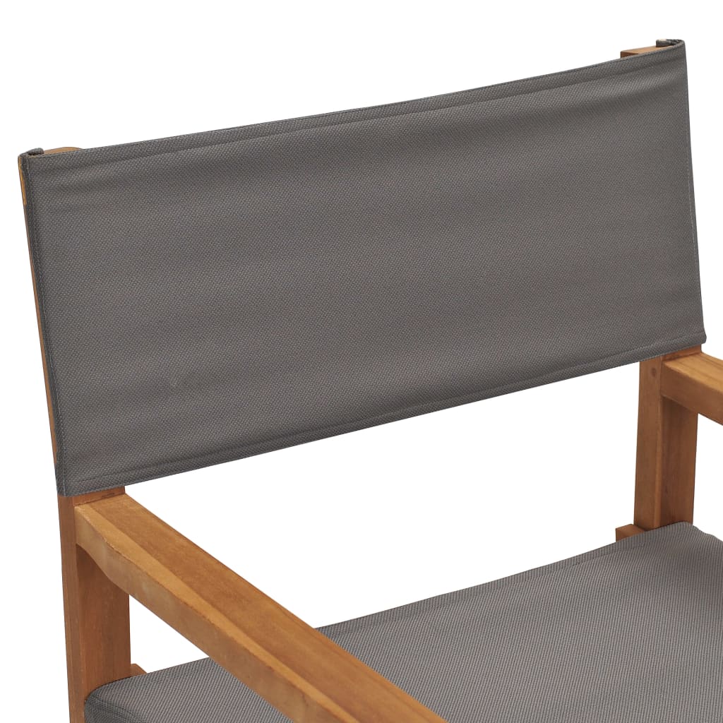 Directors Chair Solid Teak Wood Grey