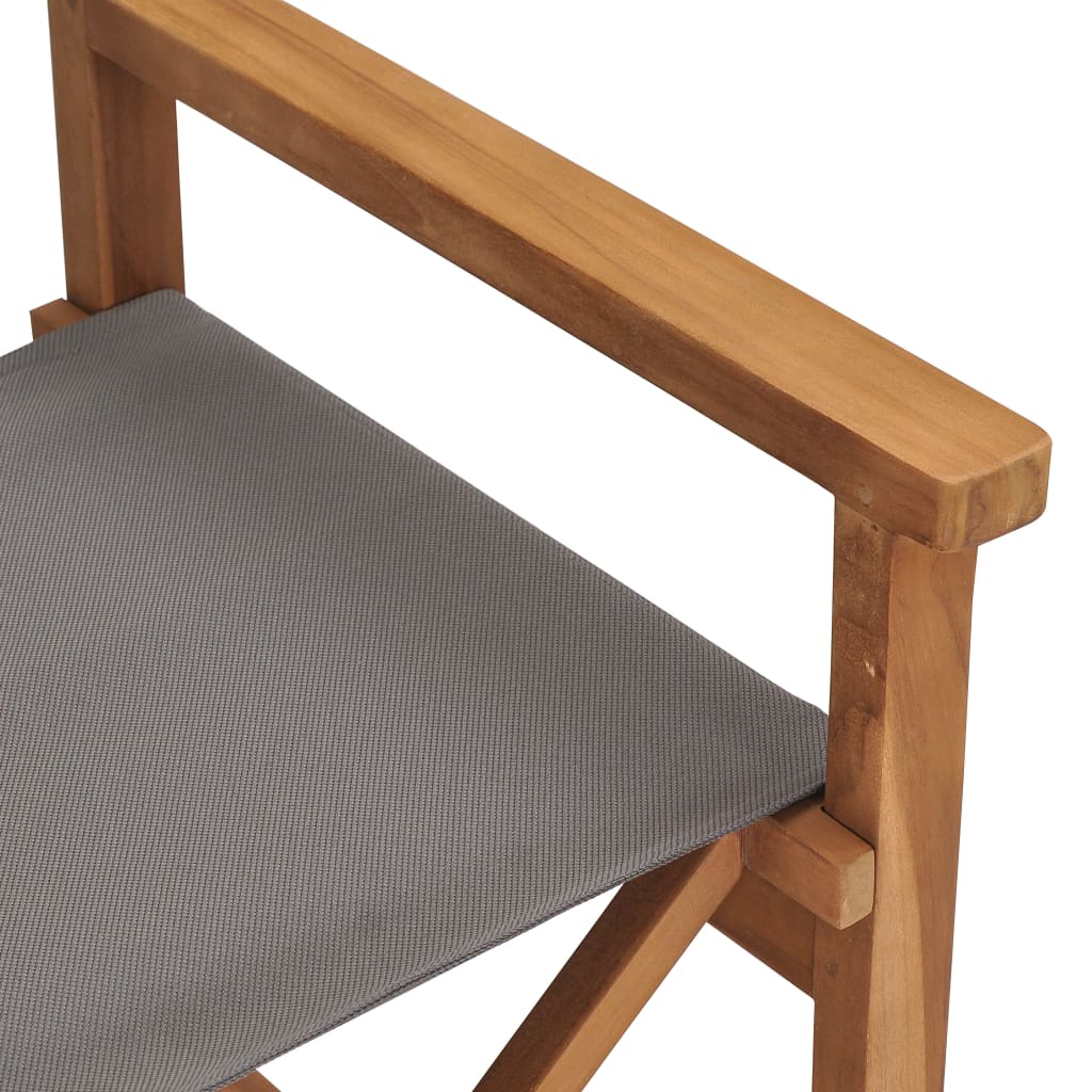 Directors Chair Solid Teak Wood Grey