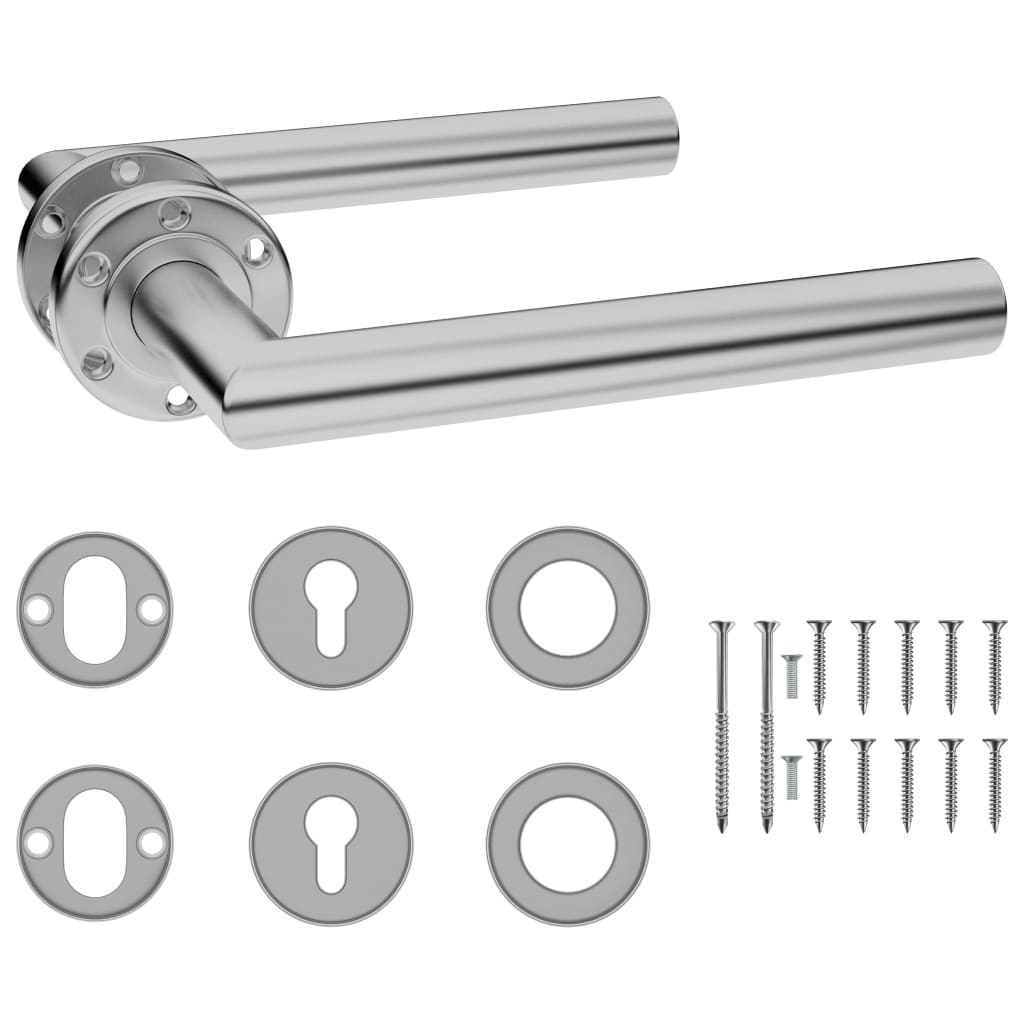 Door Handle Set with PZ Profile Cylinder Stainless Steel
