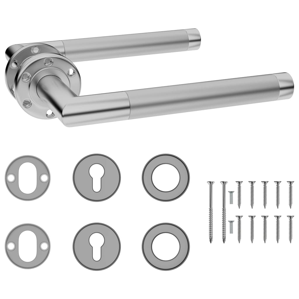 Door Handle Set with PZ Profile Cylinder Stainless Steel