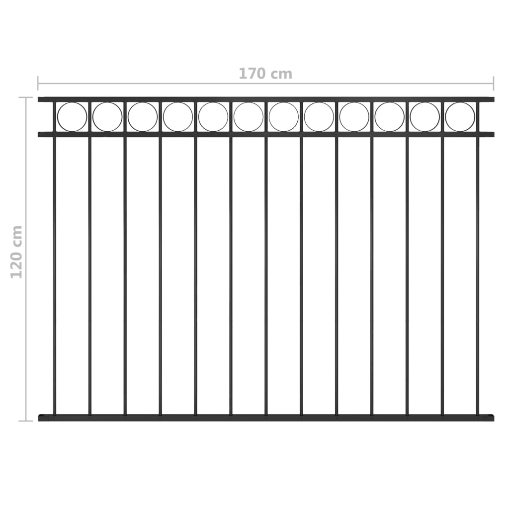 Fence Panel Steel 1.7x1.2 m Black