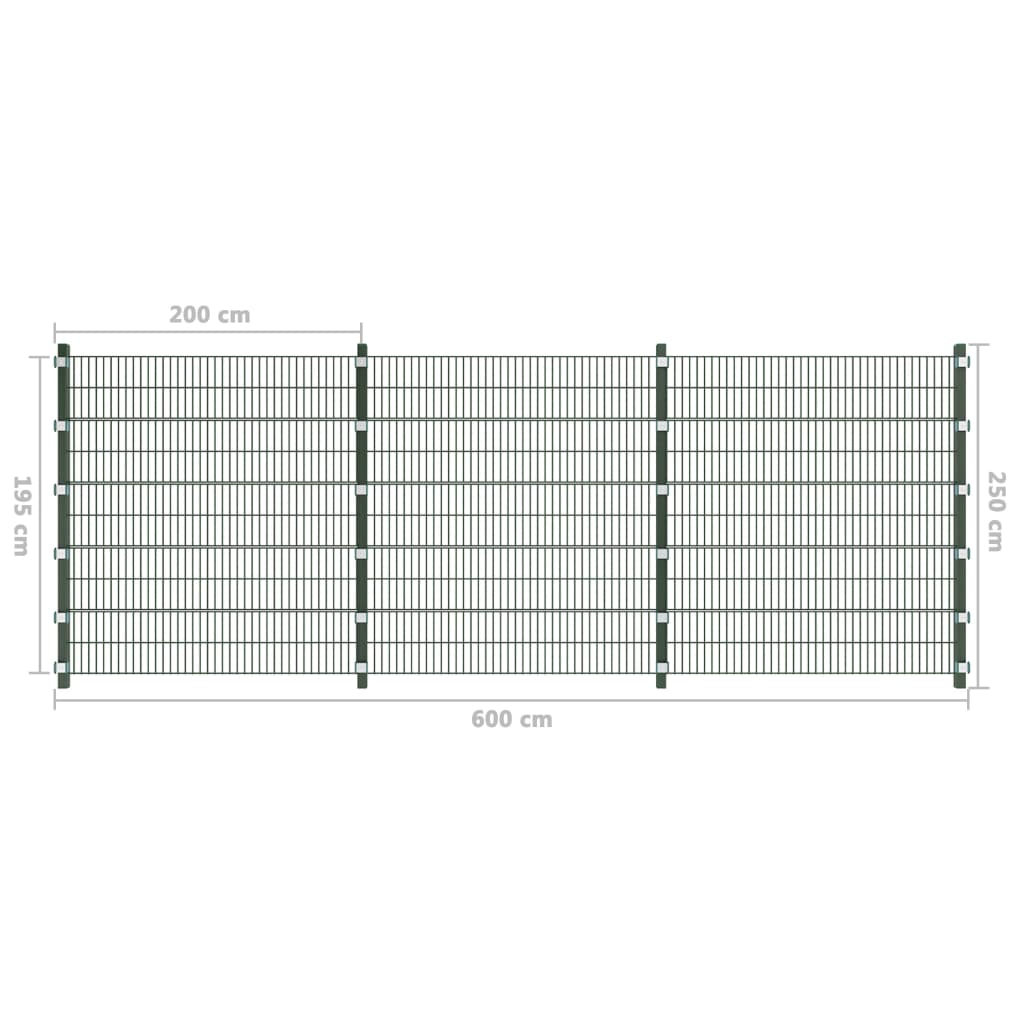 Fence Panel with Posts 6x2 m Green