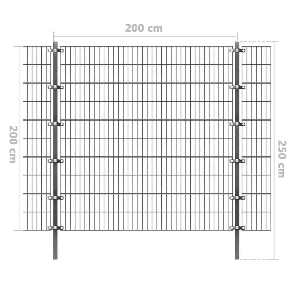 Fence Panel with Posts Powdercoated Iron 6x2 m Anthracite
