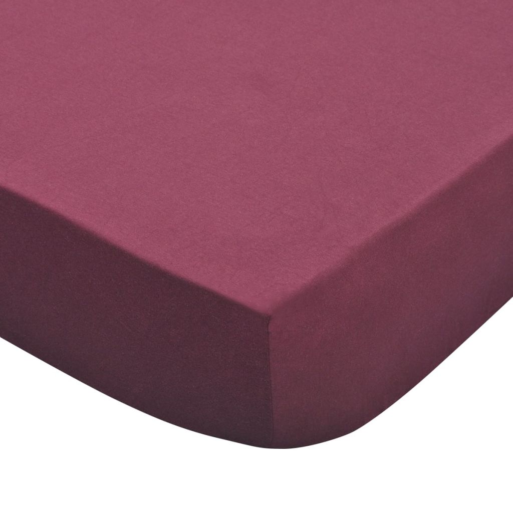 Fitted Sheet 2 pcs Cotton Jersey 140x200-160x200 cm Burgundy