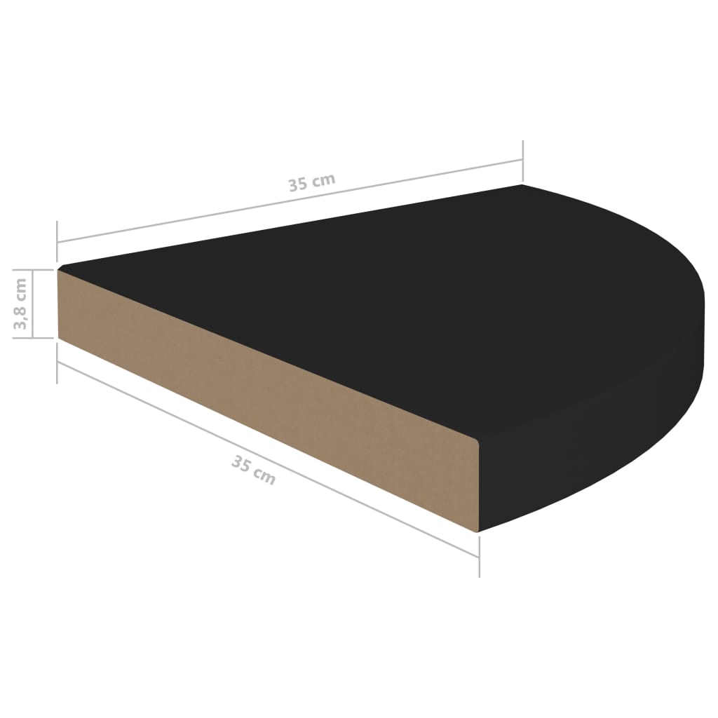 Floating Corner Shelf Black 35x35x3.8 cm MDF
