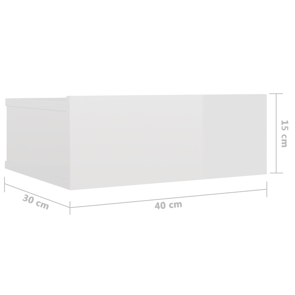 Floating Nightstands 2 pcs High Gloss White 40x30x15 cm Chipboard