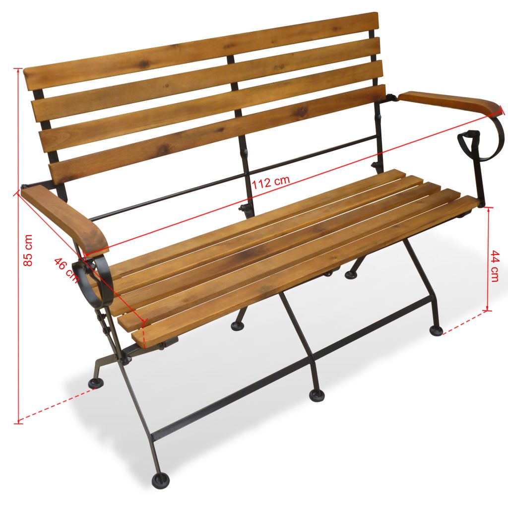 Folding Garden Bench 112 cm Solid Acacia Wood