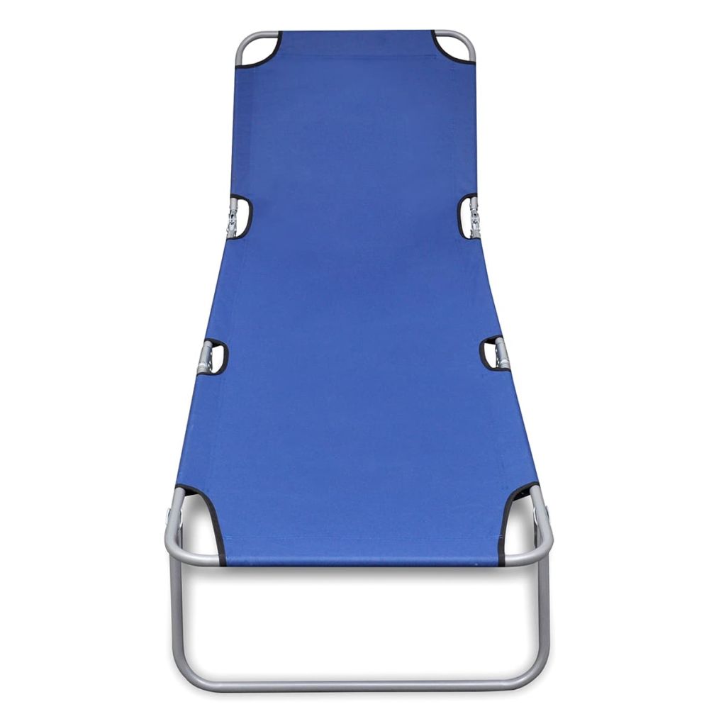 Folding Sun Lounger Powdercoated Steel Blue