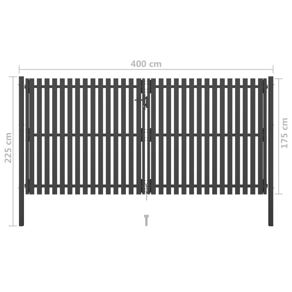 Garden Fence Gate Steel 4x2.25 m Anthracite