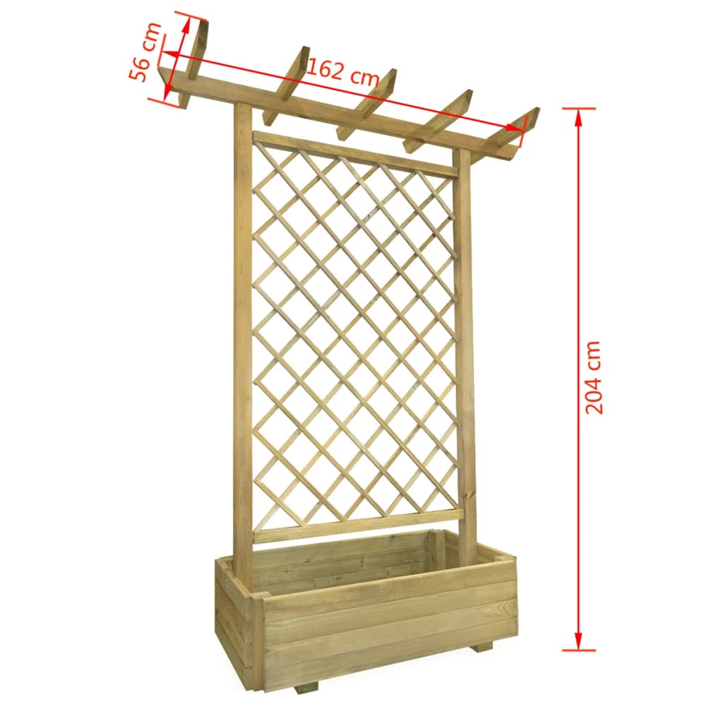 Garden Pergola Planter 162x56x204 cm Wood