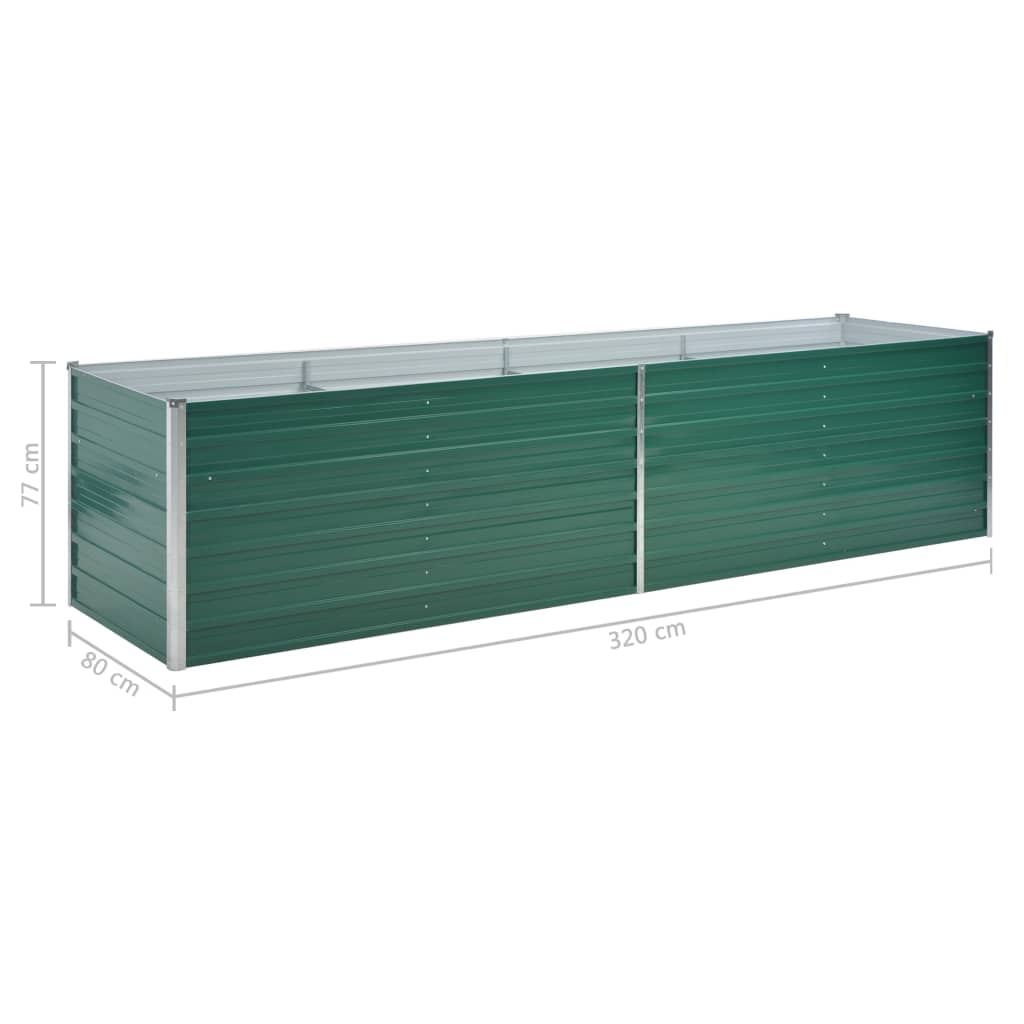 Garden Raised Bed Galvanised Steel 320x80x77 cm Green