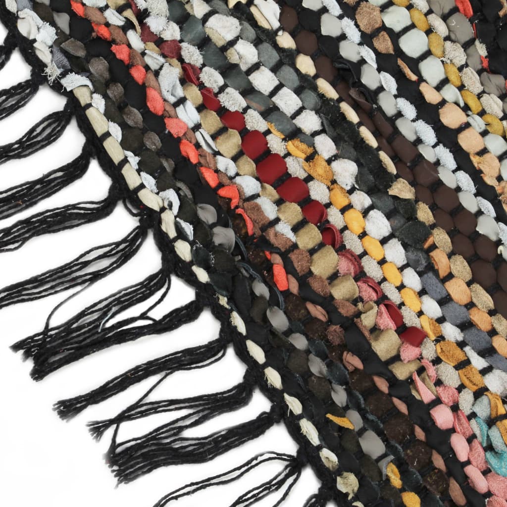 Hand-woven Chindi Rug Leather 80x160 cm Multicolour