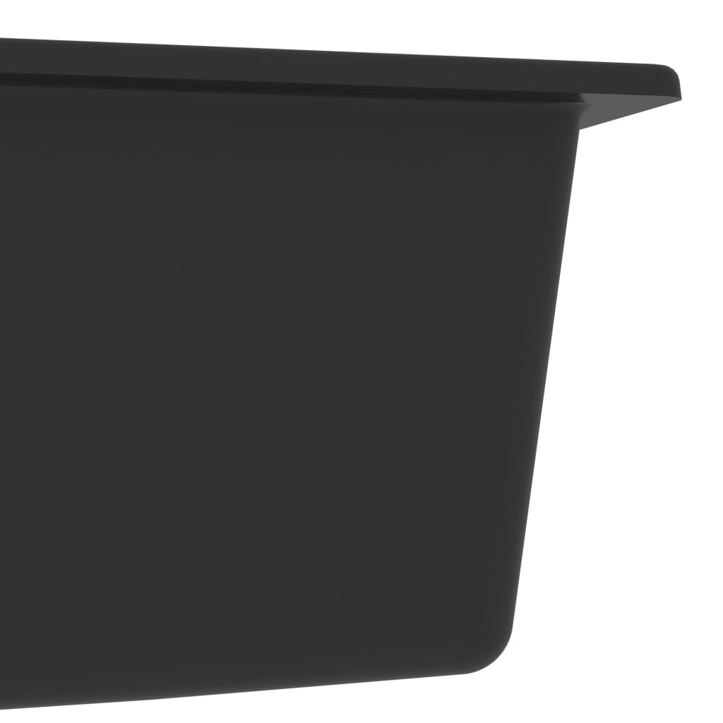 Kitchen Sink with Overflow Hole Double Basins Black Granite