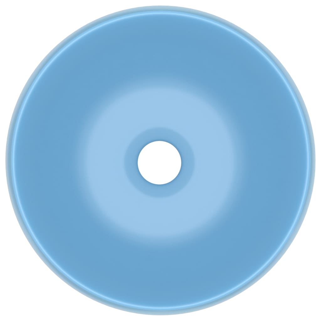 Luxury Wash Basin Round Matt Light Blue 40x15 cm Ceramic