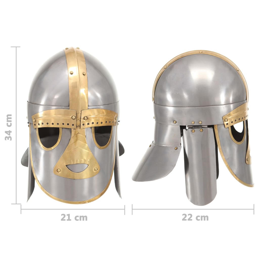 Medieval Helmet Antique Replica LARP Silver Steel