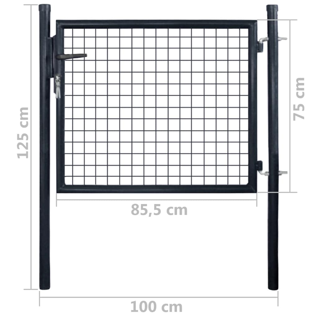 Mesh Garden Gate Galvanised Steel 85.5x75 cm Grey