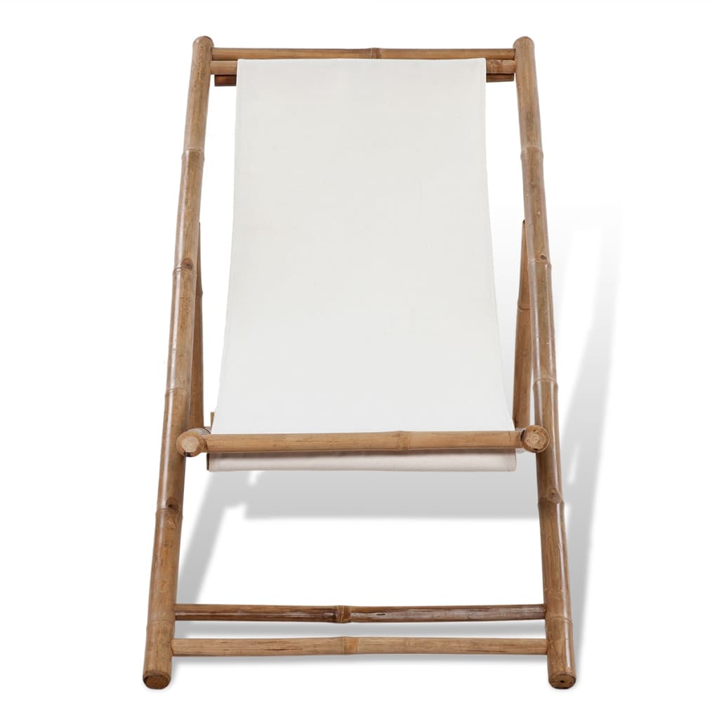 Outdoor Deck Chair Bamboo and Canvas