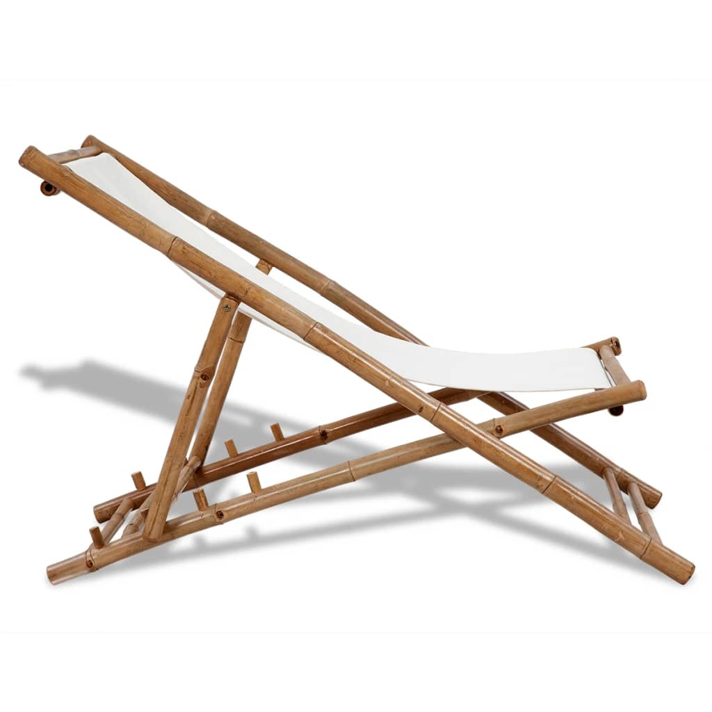 Outdoor Deck Chair Bamboo and Canvas