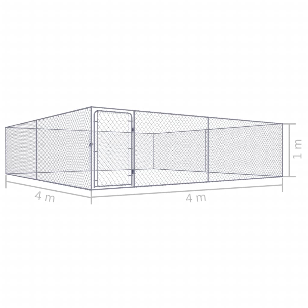 Outdoor Dog Kennel Galvanised Steel 4x4x1 m