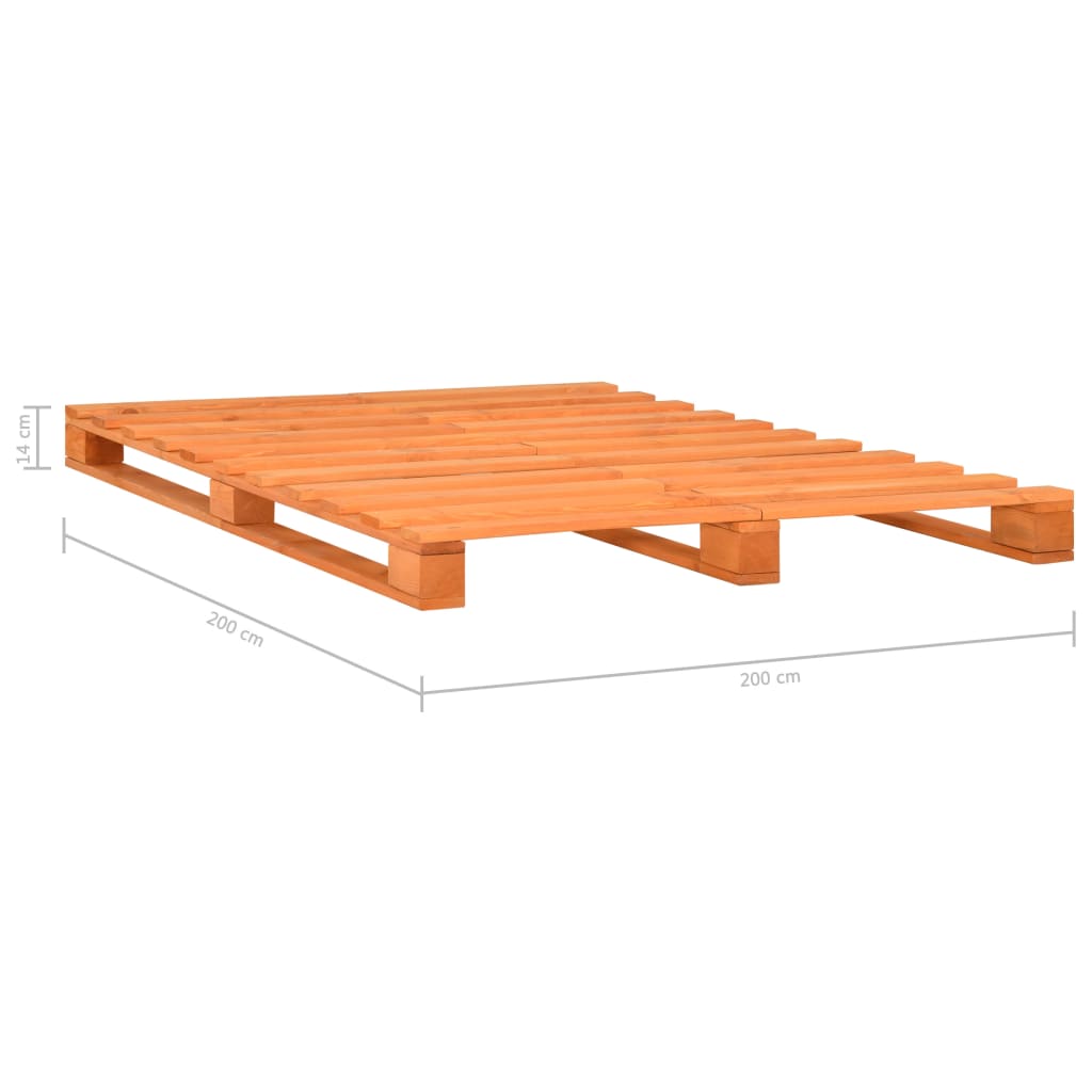 Pallet Bed Frame Brown Solid Pine Wood 200x200 cm
